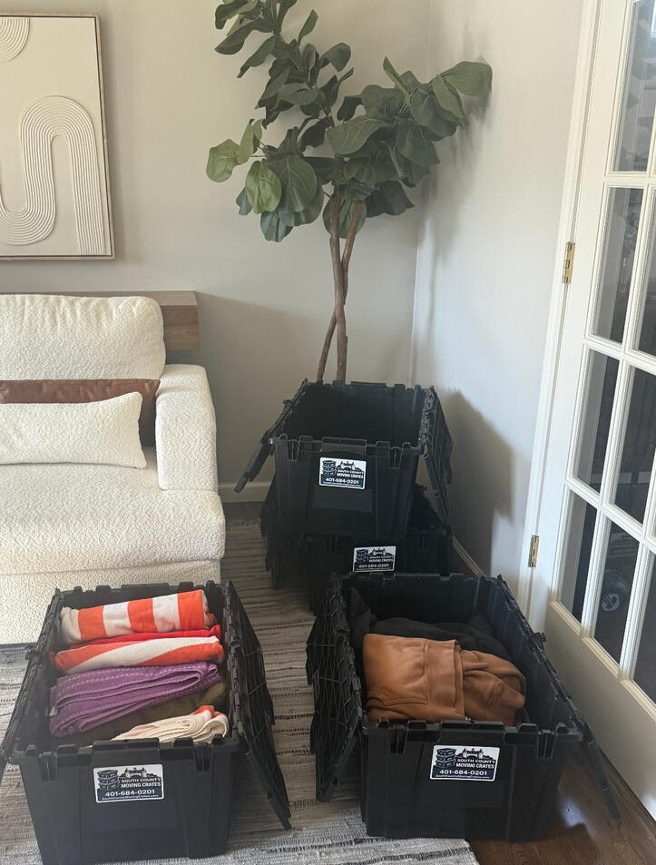Untitled Packed crates in a house in Narragansett RI