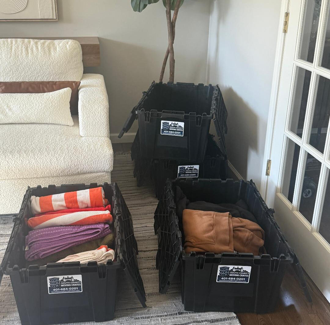 Packed crates inside a house in Narragansett RI